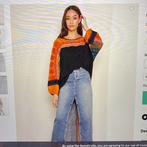 Free people denim maxi skirt